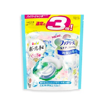 P&G 日本Bold強洗淨洗衣凝膠球33顆/袋-白葉花香(水藍)(去污消臭濃縮洗衣膠囊家庭號補充包)