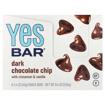 Yes Bar, 零食棒，黑巧克力片，6 根，每根 1.4 盎司（40 克）
