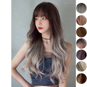 [台灣出貨附發票] 漸變色整頂假髮 假髮 空氣劉海 假髮女 wig 假发 長捲假髮 大波浪假髮 女生假髮 假頭髮