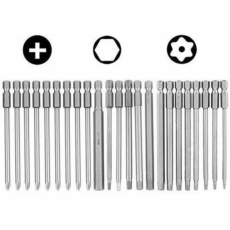 Bestgleドライバービット23本組6 35mm 1 4 六角軸磁気クロスヘッド 全長100mm インパクトドライバー 六角 ビット精 通販 Lineポイント最大get Lineショッピング
