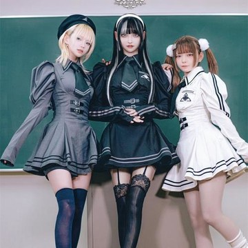 日單原宿貴牌hidol人氣學園風制服領帶修身襯衫綁帶背帶短裙套裝