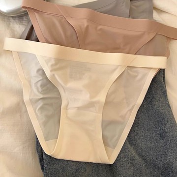 ✨台灣出貨✨【少女美屋】冰絲無痕裸感內褲女薄一片式無痕女士薄款低腰三角褲頭