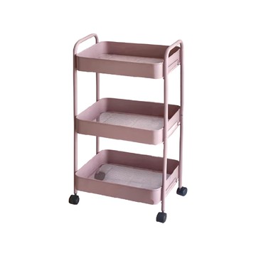 免工具三層推車 47x31x78cm  藕粉色