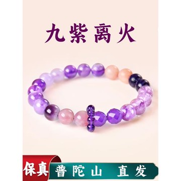 (免運)普陀山九紫離火轉運珠手鏈女天然紫水晶手串2025蛇年本命年吉祥物