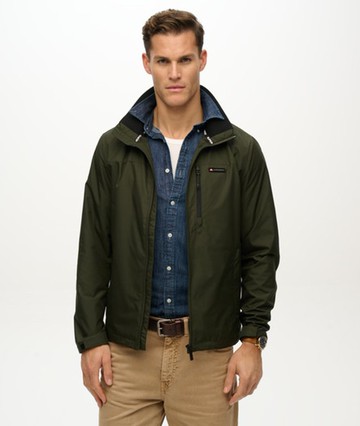 Superdry Men's Non Hood Logo Windbreaker Jacket Green Size: L