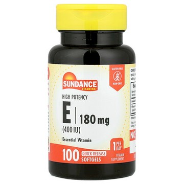 Sundance Vitamins, 優效維生素 E，180 毫克（400 國際單位），100 粒速釋軟膠囊