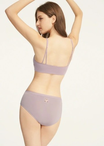 Lover's Whisper．緊帶高腰三角內褲(藕紫-刺繡禮物熊)