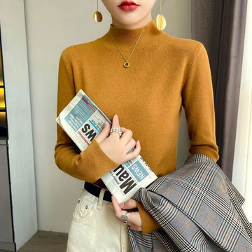 半高領毛衣女早春秋冬寬松外穿針織上衣軟糯衫薄款長袖中領打底衫