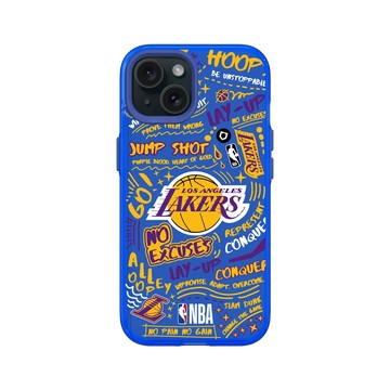 iPhone 15 Clear 激光藍 - NBA - 塗鴉系列-洛杉磯湖人 L.A. Lakers - Graffiti