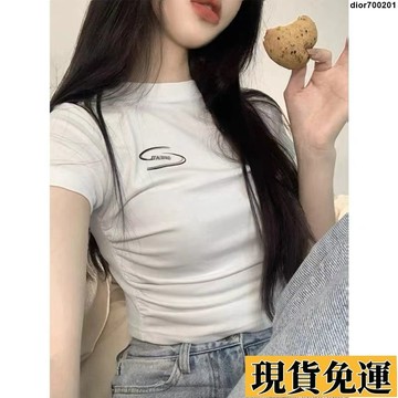 台灣限時熱賣 捏出小蠻腰!韓式修腰正肩t恤 短袖 短板上衣 修身上衣 辣妹上衣 白色 t恤 辣妹裝 臺妹 衣服 韓系衣服