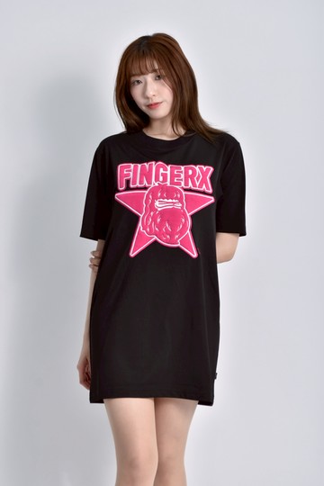 (S) fingercroxx花紋黑色洋裝