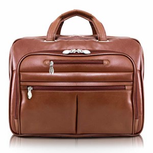 McKlien 86514 Rockford 86514- Brown Leather Fly-Through Checkpoint-Friendly 17 in Laptop Case