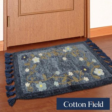 棉花田艾菲-花藤純棉刺繡香奈絨編織鬚邊踏墊(45x70cm)