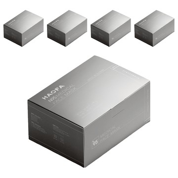 HAOFA 氣密型N95立體醫療口罩活性碳款 M  5組  霧黑色  30片