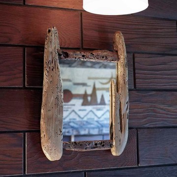 房間的焦點 漂流木鏡 漂流木鏡 桌面鏡 壁掛鏡 漂流木藝術 木質擺飾 自然藝術 105