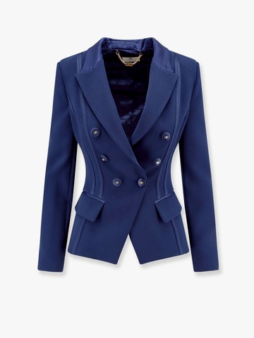 Essentials blazer with shoulder pads and covered buttons - ELISABETTA FRANCHI - gender_Woman