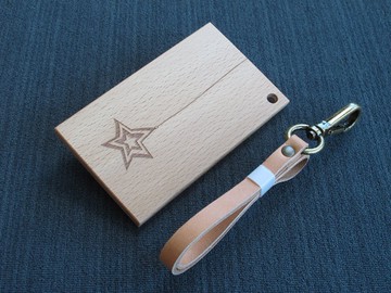 原木IC卡片夾-山毛櫸木樂心鐳雕(四角)