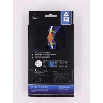 專業AQ1151黑色標準型針織護膝足籃球馬拉松健身防護髕骨加強固定