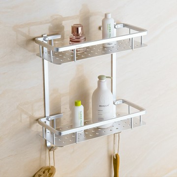 工廠直銷 免運 置物架 浴室毛巾架 收納架 壁掛架 太空鋁浴室置物架 衛生間廚房架衛浴五金掛件兩層壁掛收納方層架特惠/開立發票 售後保障 特價K1219