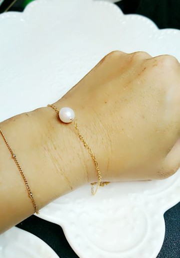 14KGF 蛋型珍珠項鍊 日系輕珠寶 VA.Agete風