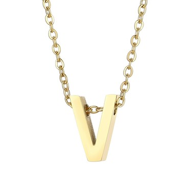 台灣客製化鏈長項鍊 純鋼字母V金色鎖骨項鏈－DUSHA ACCESSORY 杜莎飾品