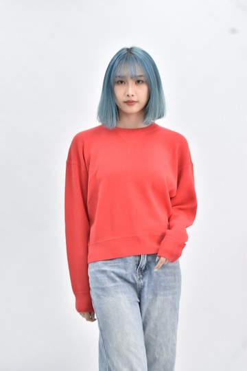 (S) uniqlo 棉質純棉紅色長袖上衣