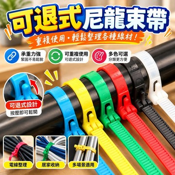 🔥臺灣出貨🔥可退式束帶 自鎖 塑膠束帶 尼龍紮線帶 整線器 電線整理 尼龍繩 可退式束線帶 可調式束帶 活用式束線帶