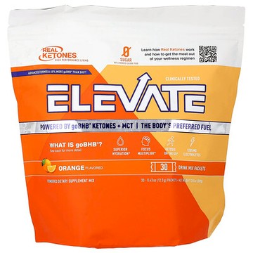 Real Ketones, Elevate，橙味，30 包混合飲品，每包 0.43 盎司（12.3 克）