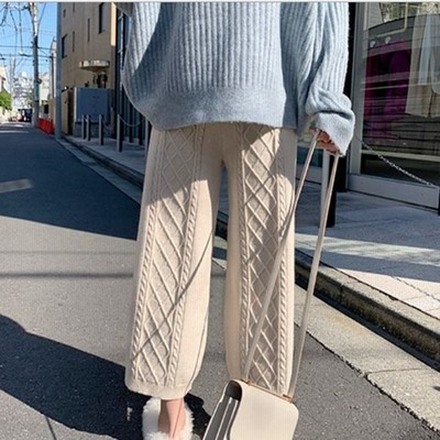 ワイドパンツ レディース ニットパンツ 厚手 ワイドニット パンツ ロング丈 ガウチョパンツ きれいめ ガウチョニットパンツ 秋 冬 大人 美脚 30代 40代 通勤 Ol 通販 Lineポイント最大get Lineショッピング