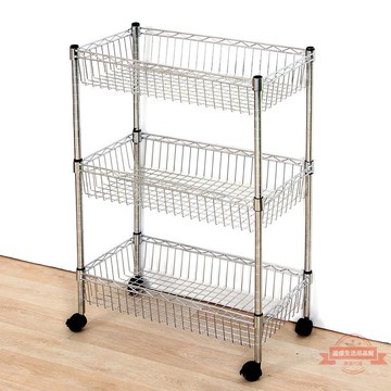 廚房置物架落地多層不銹鋼色果蔬菜籃子收納筐架子34層儲物架鍋架