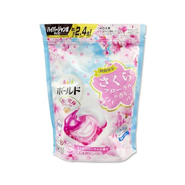 日本P&G-4合1強洗淨消臭柔軟香氛洗衣凝膠球26顆/粉藍袋-櫻花香(Bold X LenorX風倍清共同開發,期間限定家庭號補充包,防霉除臭膠囊)