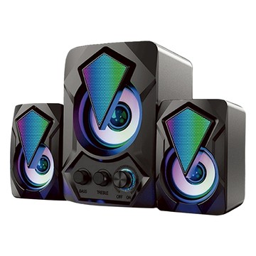 HONG JIN 喇叭 2.1聲道電腦喇叭 SP02-MAX 重低音  1組  七色炫彩