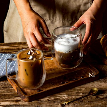 【N.SPACE】雲朵雙層杯 450ML大容量 雙層玻璃杯 隔熱防燙  咖啡專用玻璃杯 雙層杯 防燙玻璃杯 咖啡杯