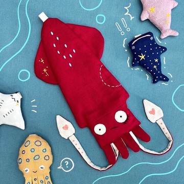 手刺繡老王烏賊餐具袋