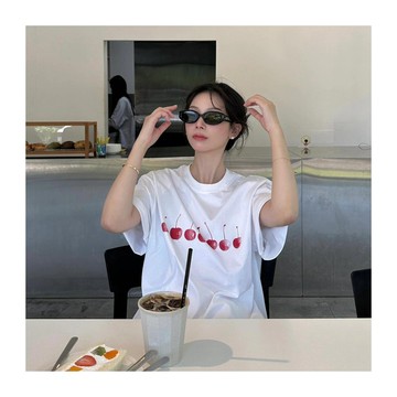 免運 夏季美式微胖女裝 韓國大t 100%純棉 寬鬆t 短袖t oversize 大碼短袖上衣 shirt 2117