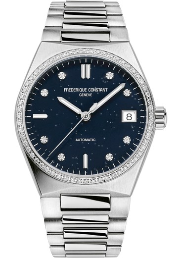 CONSTANT 康斯登錶 HIGHLIFE LADIES 系列 鑽圈 限量機械女腕錶(FC-303NSD2NHD6B)-34mm-藍面鋼帶【刷卡回饋 分期0利率】【APP下單點數13倍送】