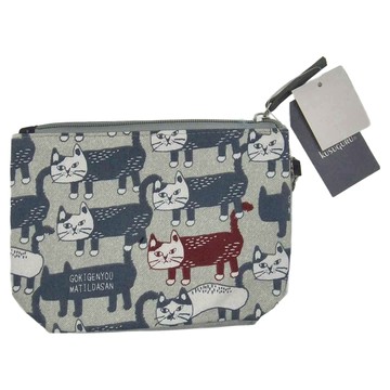 kUSUgURU JAPAN 日本眼鏡貓 Matilda san系列 立體掛飾可拆式設計 小物收納化粧包  13.5 x 12.5 x 6cm  灰色
