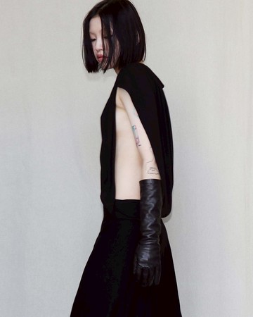 南瓜Vintage。Anne Valérie Hash 黑色 側開 極簡 彈性 洋裝