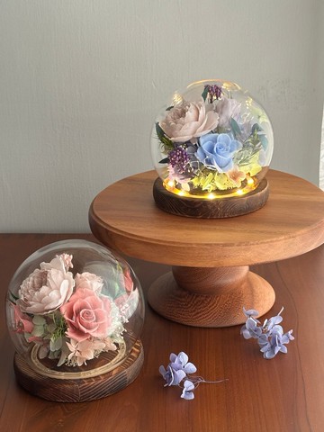 開幕花禮/生日禮物/永生花玻璃花盅/夜燈款