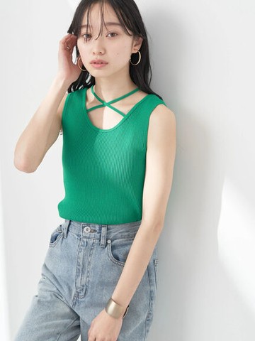 2WAY前後穿交叉細肩帶羅紋背心(1L31L2B0100) - earth music&ecology