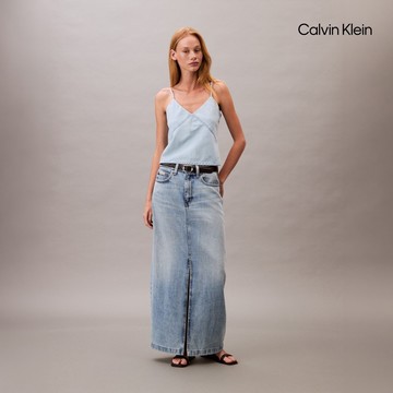 【Calvin Klein】 CK Denim Maxi Skirt_藍色