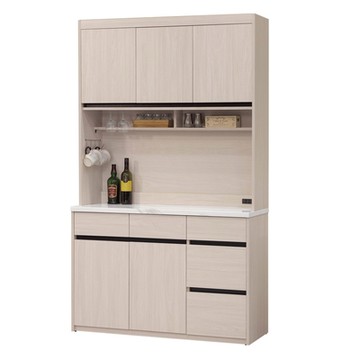 文創集 麥森4尺五門五抽高餐櫃組合-120.9x41.2x203.1cm免組