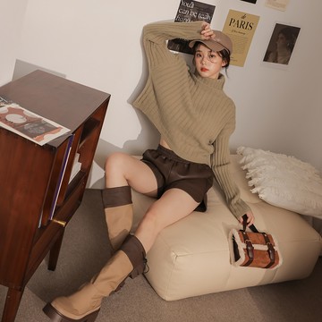 素色高領針織毛衣-卡【KT223474】-4色