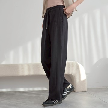 【ERSS】 【流線鬆弛感】運動褲 運動褲女 休閒褲 垂墜感長褲 黑色【S60132】