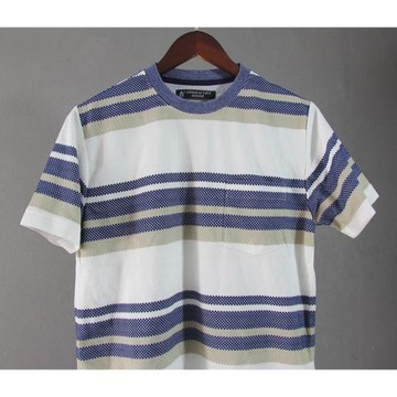 出口夏季日系潮牌條紋圓領T恤潮流男女款時尚青春情侶款半袖短袖