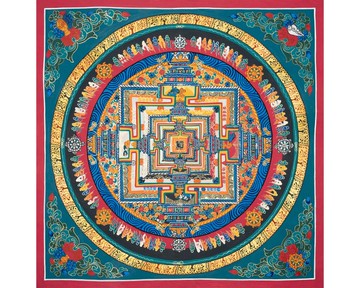 **手工繪製時輪金剛時間之輪曼陀羅 — 神聖唐卡藝術**