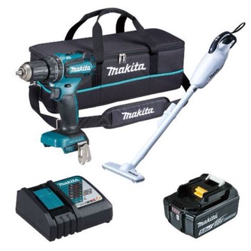 MAKITA 牧田 DCL181FX10 雙機組 18V 充電式 無刷DHP485電鑽 + DCL181吸塵器