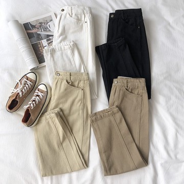 現貨 ⓇⒺⓃⒶ｜秋冬色彩🌿｜大地色九分牛仔褲_現貨/高腰/顯瘦/百搭/牛仔褲/長褲【R14015】