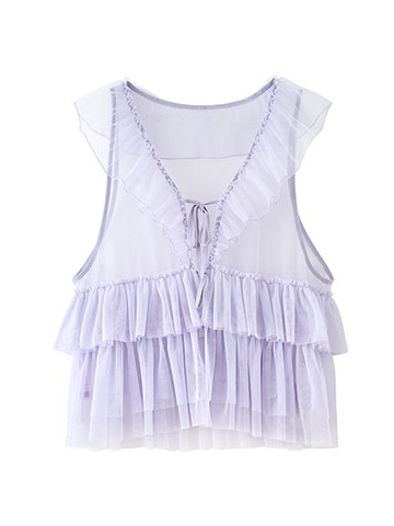 網紗背心罩衫(0S000012600) - earth music&ecology