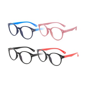 ALEGANT 兒童輕量矽膠彈性圓框UV400濾藍光眼鏡-多款可選